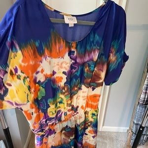 COLORFUL FLOWER BURST COCKTAIL DRESS